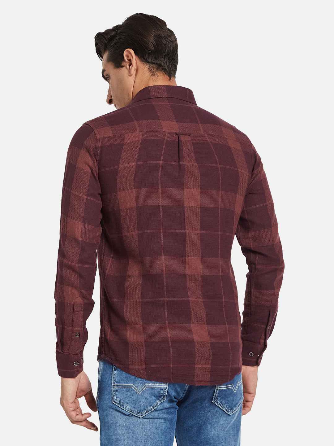 METTLE Men Opaque Checked Casual Shirt
