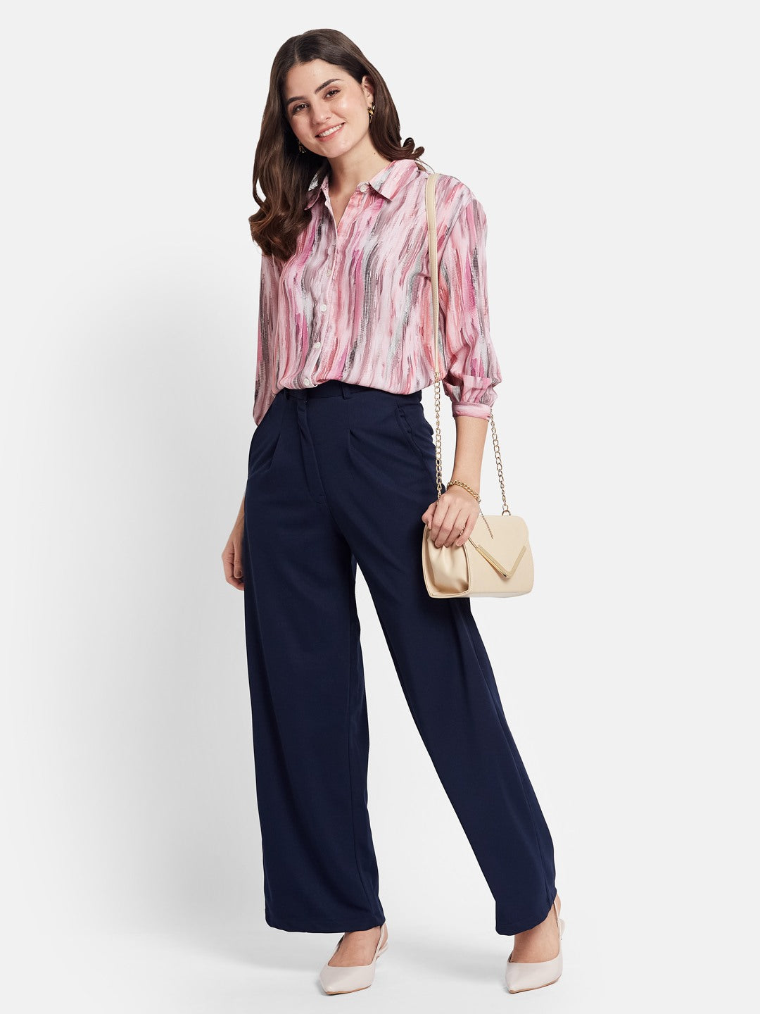 METTLE Women Abstract Print Cotton Shirt Style Top