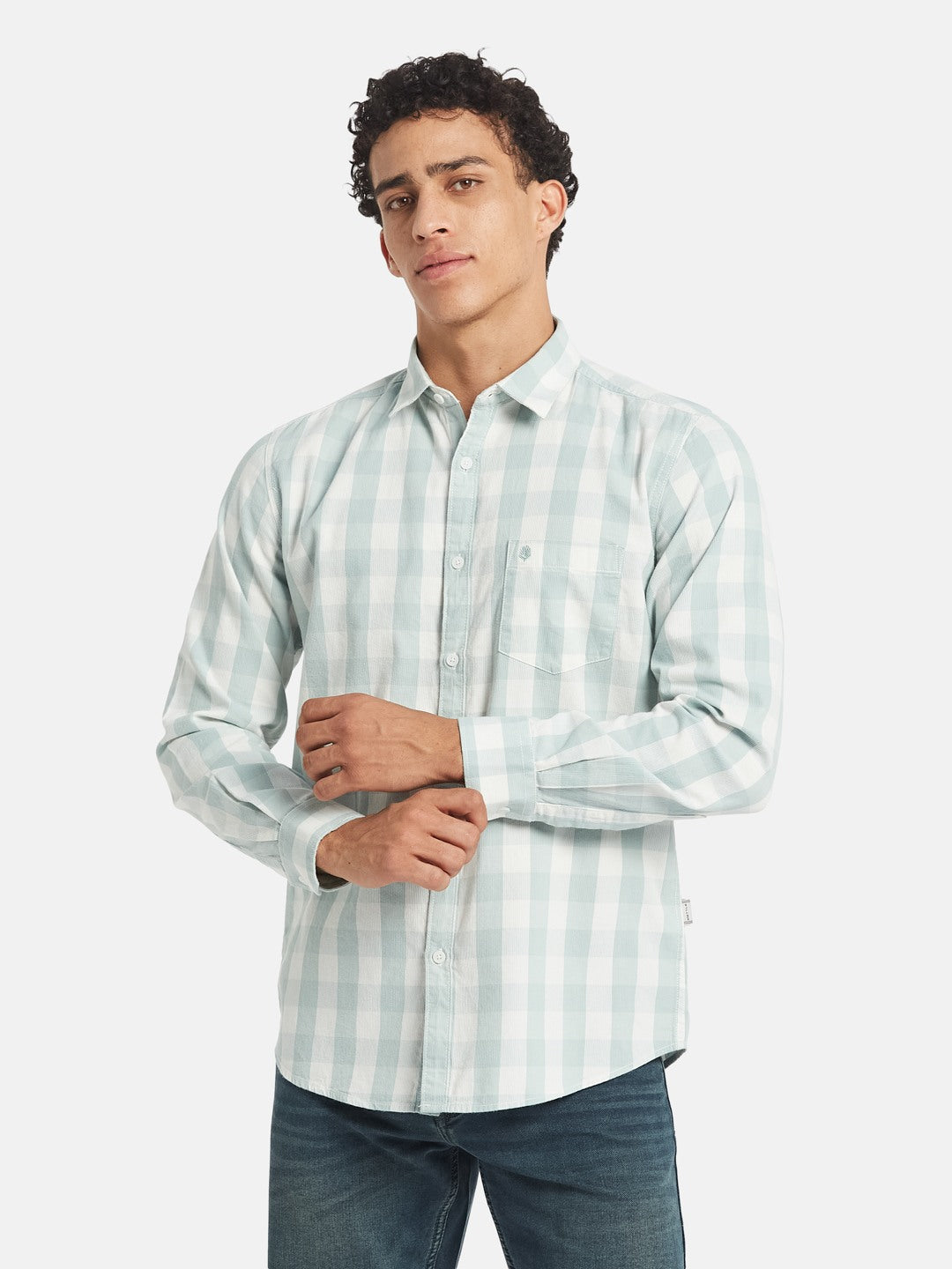 METTLE SS25 Checked Spread Collar Cotton Casual Shirt