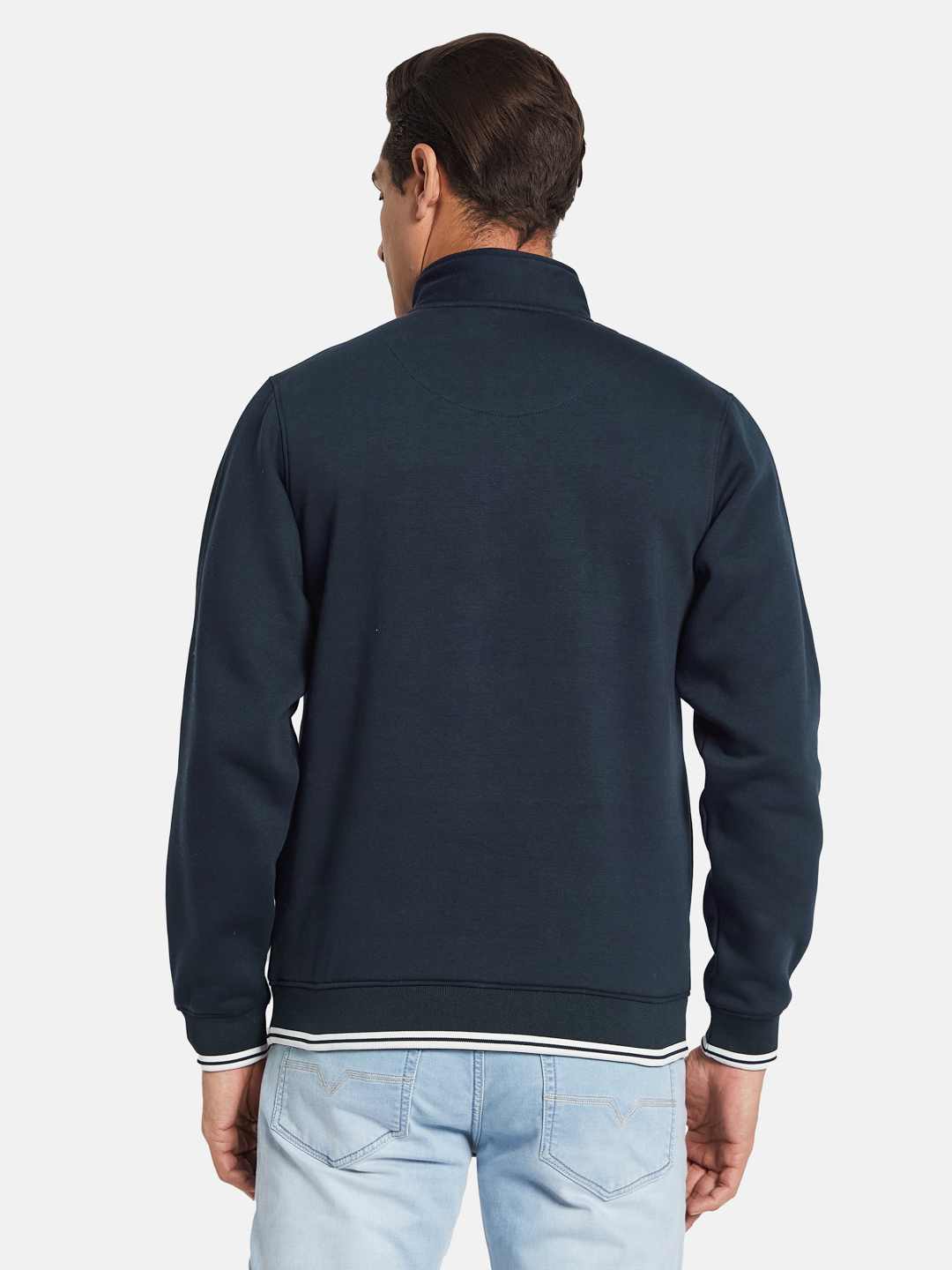 Octave Men Long Sleeves Mandarin Collar Front-Open Sweatshirt