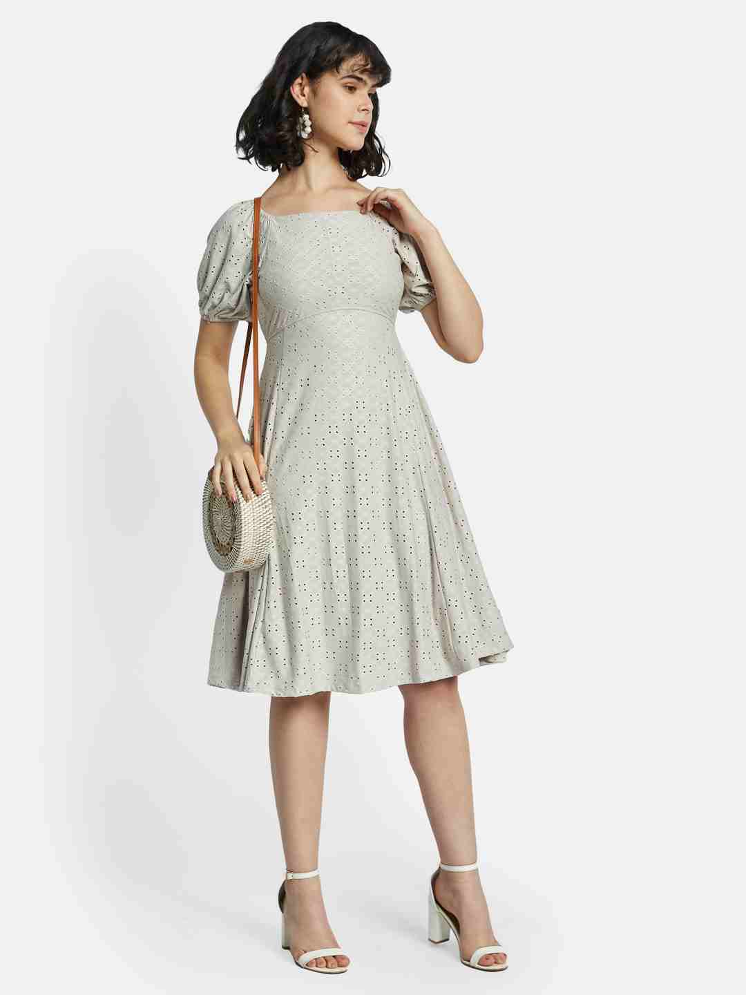 METTLE Puff Sleeve A-Line Dress