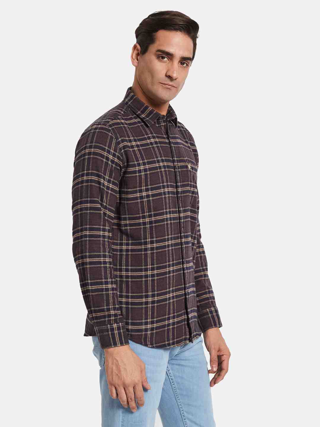 METTLE Men Opaque Checked Casual Shirt