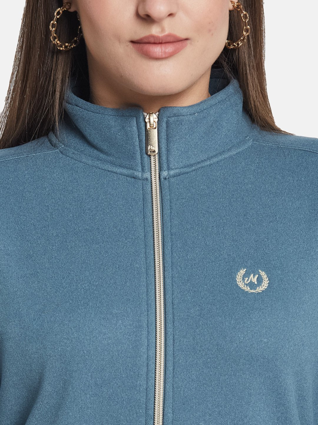 METTLE Women Mandarin Collar Long Sleeves Sweatshirt