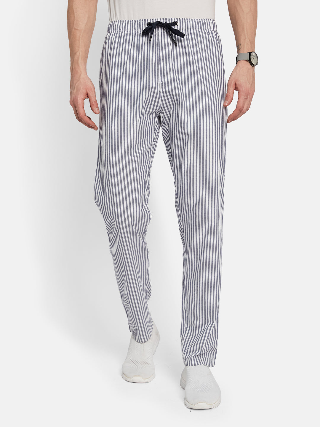 Octave Men Striped Cotton Track Pants