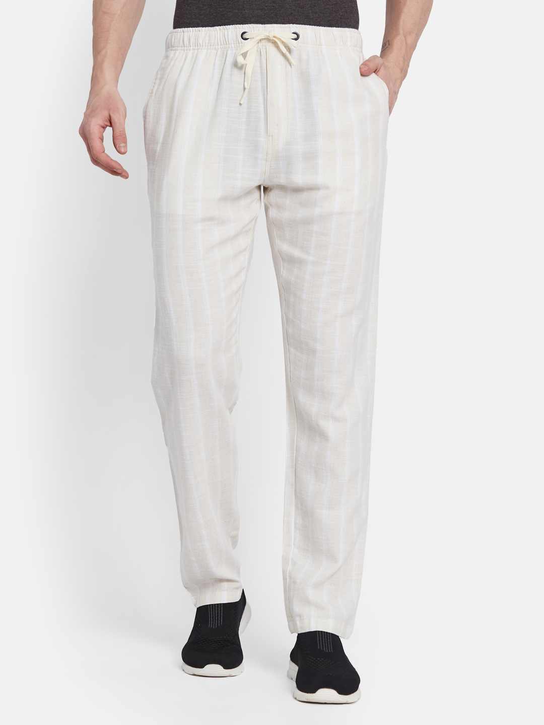 Octave Men Striped Cotton Track Pants