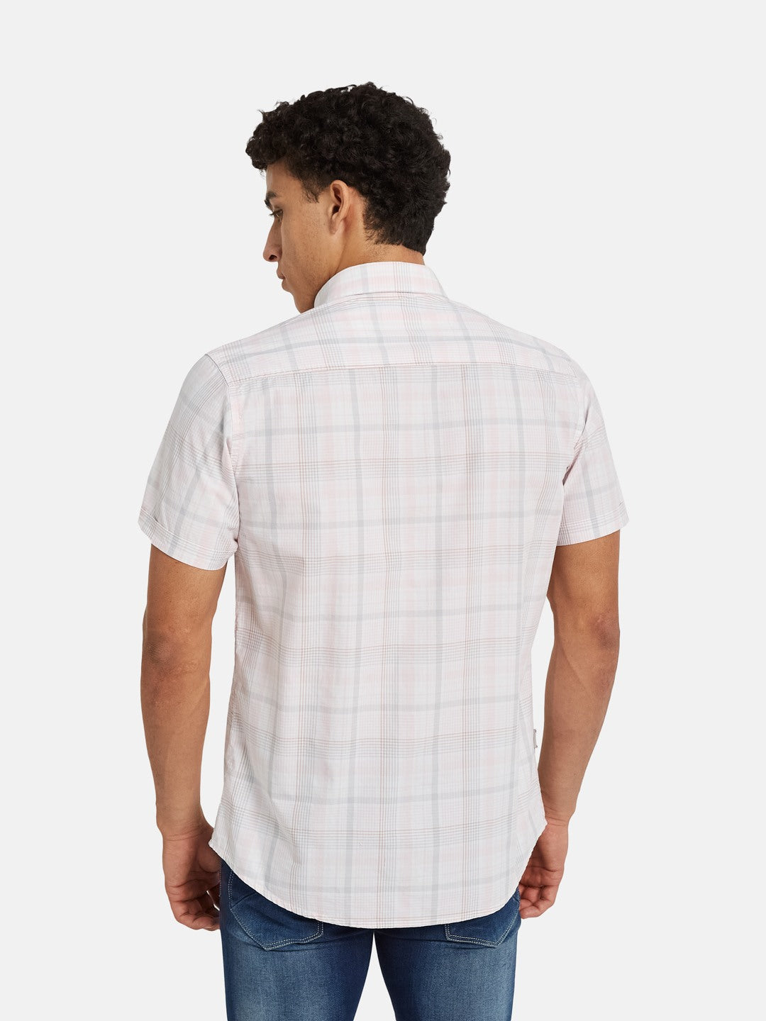 METTLE SS25 Checked Spread Collar Cotton Casual Shirt