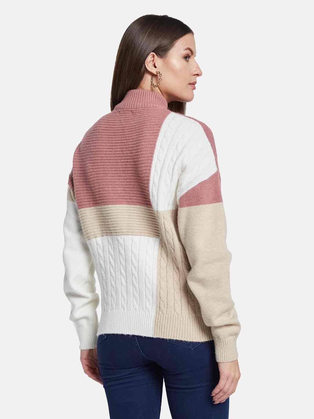 METTLE Women Colourblocked Pullover