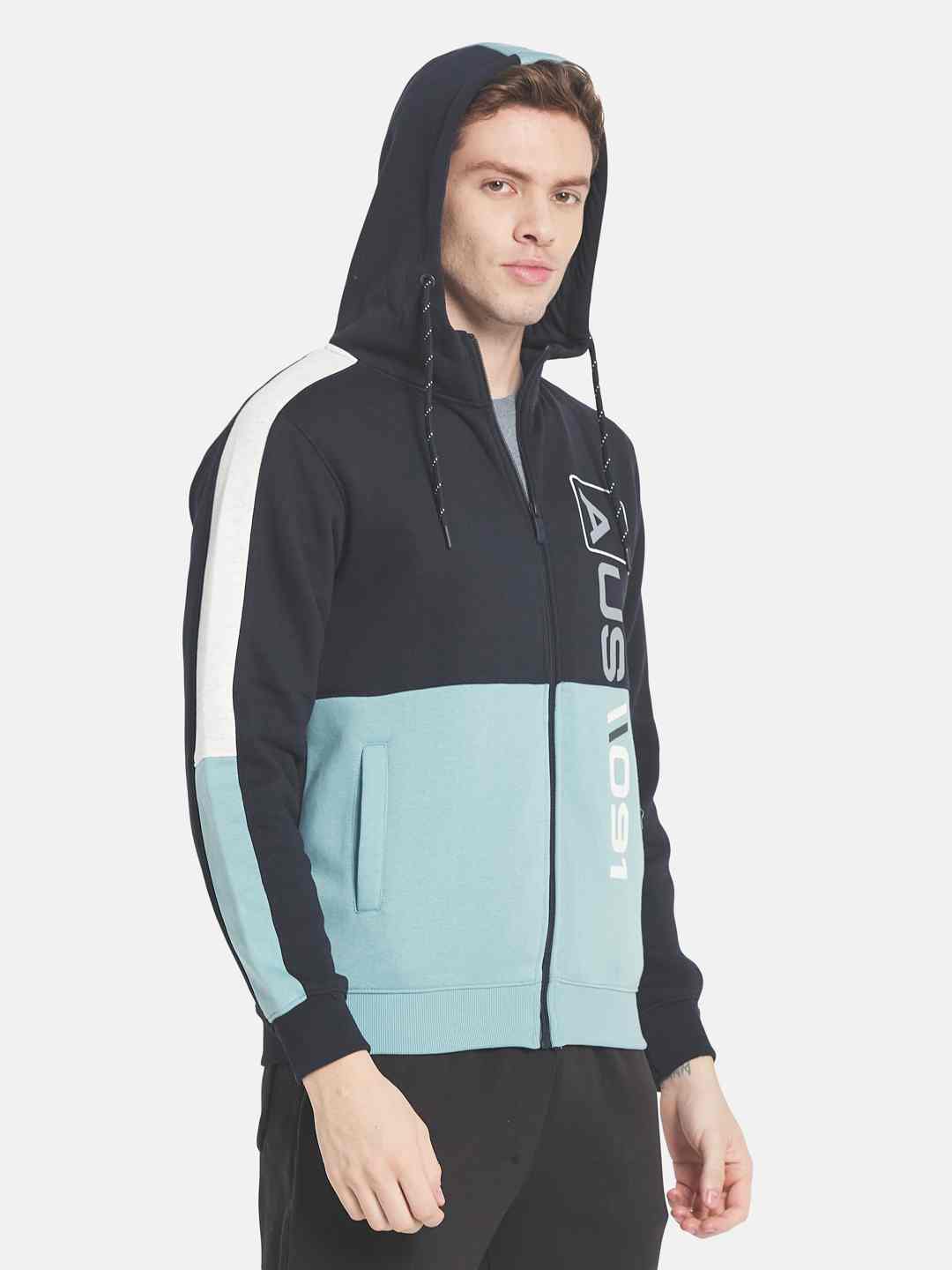 Octave Men Colourblocked Hooded Sweatshirt