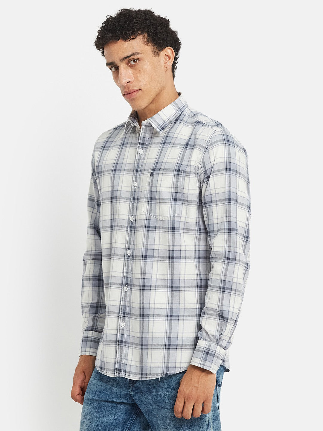 METTLE SS25 Striped Cotton Spread Collar Casual Shirt