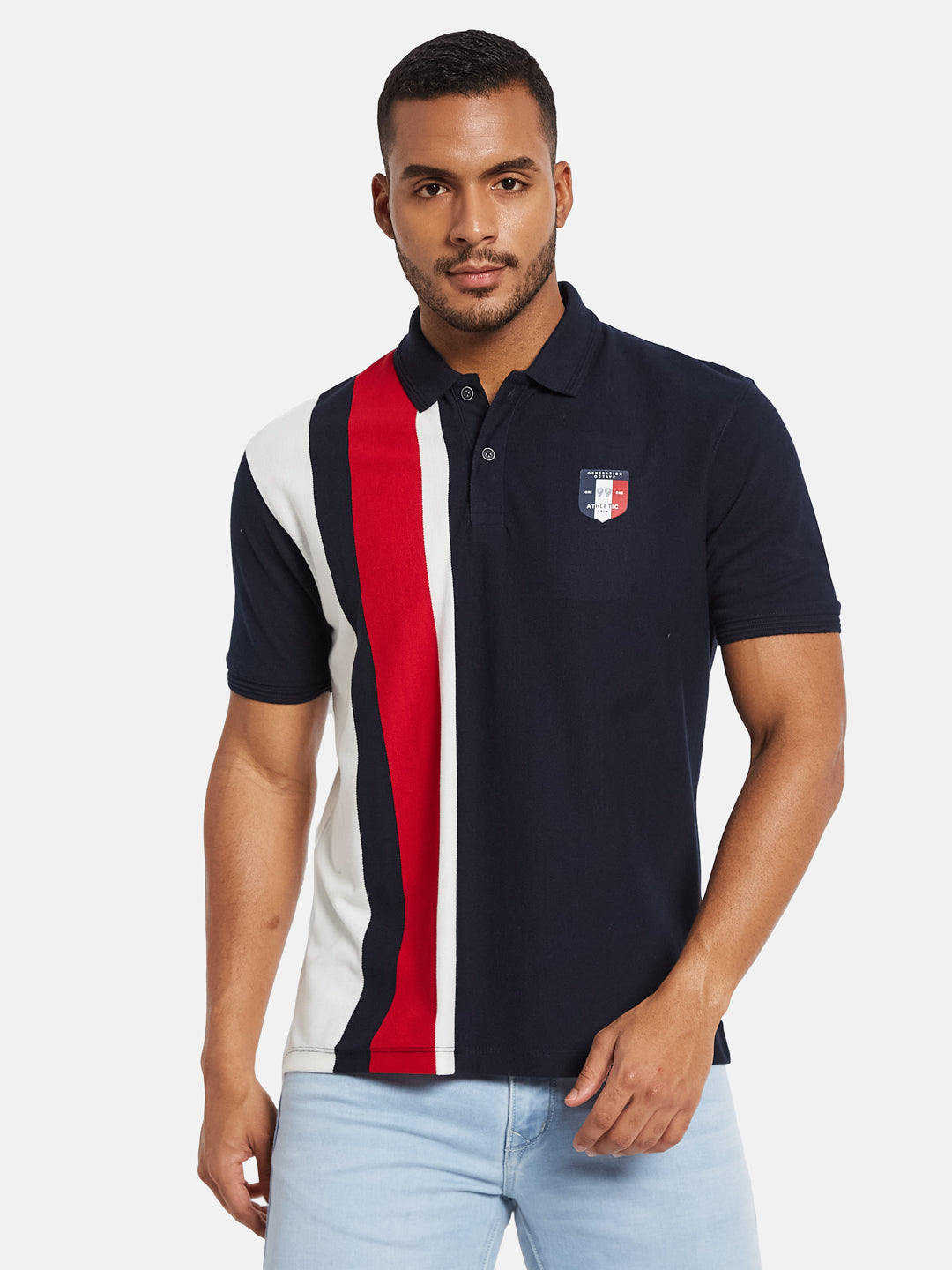 Octave Men Colourblocked Polo Collar T-shirt