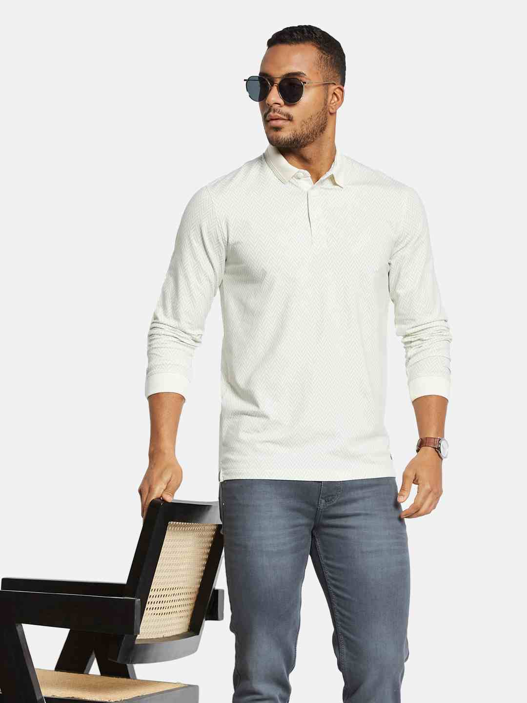METTLE Men Printed Polo Collar T-shirt