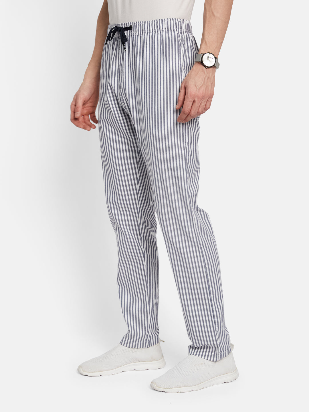 Octave Men Striped Cotton Track Pants