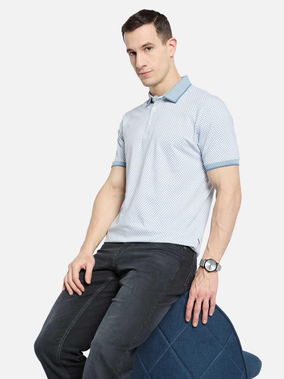 Octave Men Printed Polo Collar T-shirt