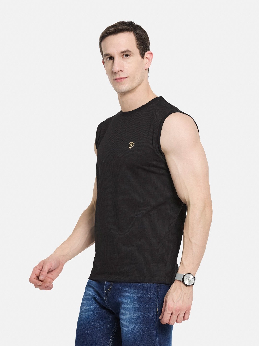 CORE ROUND NECK SHANDOW  SEER SUCKER T-SHIRT