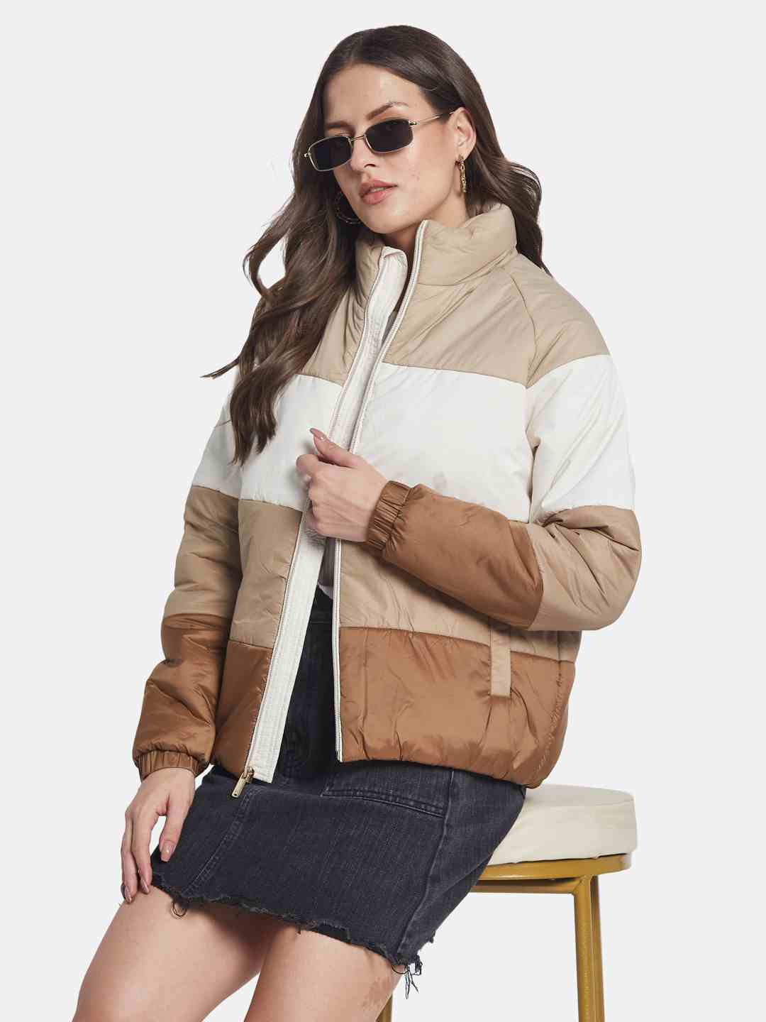 METTLE Women Colourblocked Padded Jacket