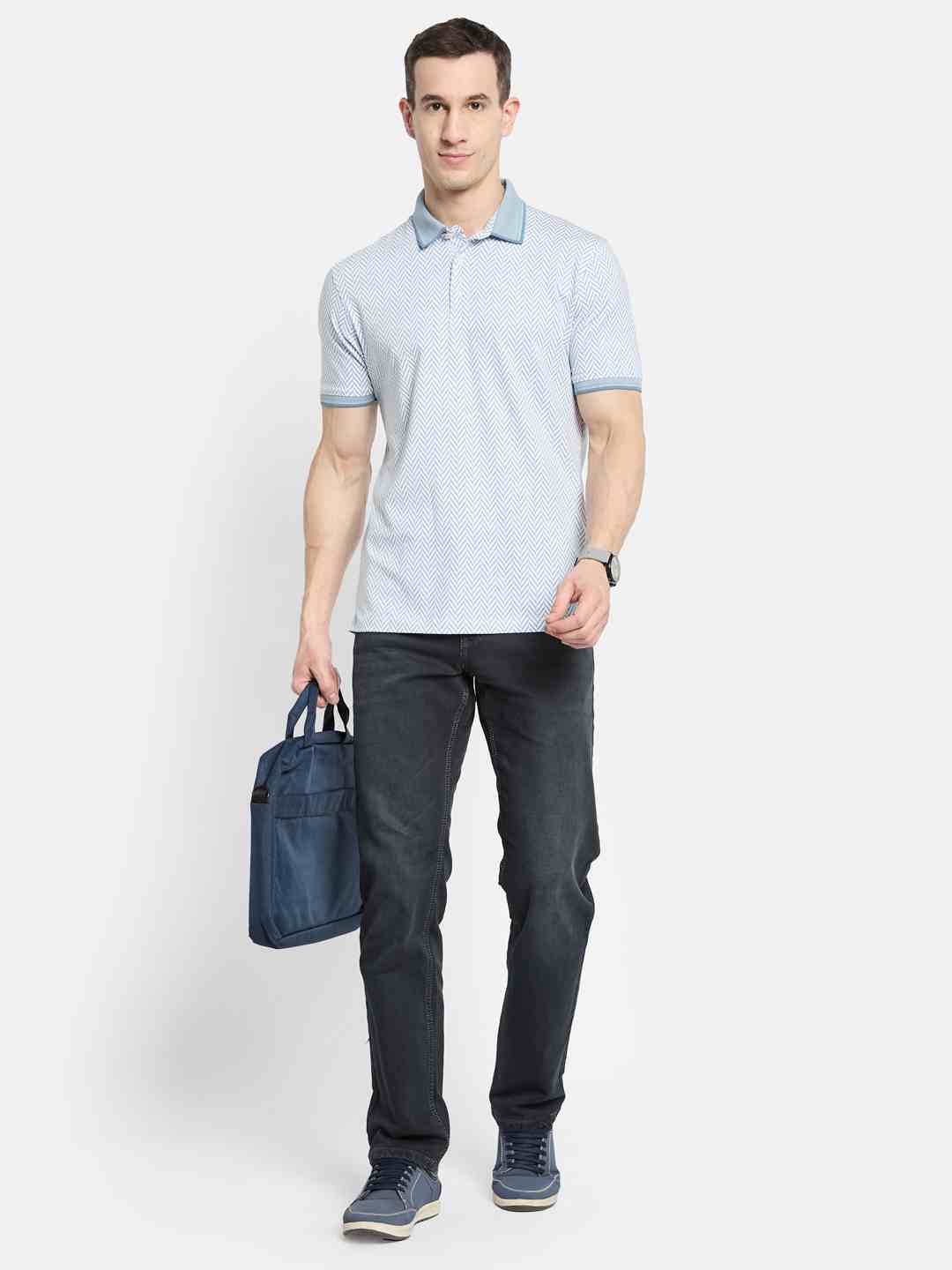 Octave Men Printed Polo Collar T-shirt