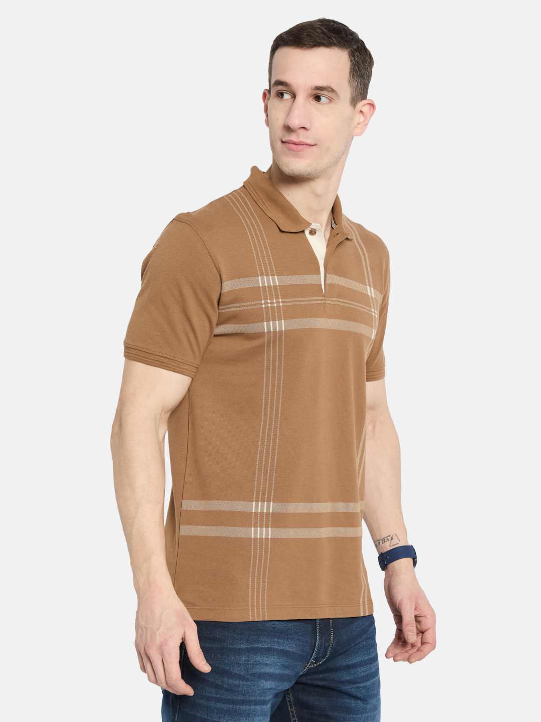 Octave Men Striped Polo Collar T-shirt
