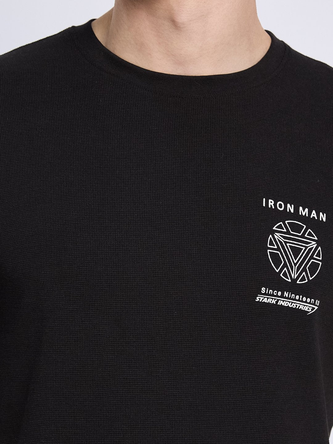 Octave Men Iron Man Printed Monochrome T-shirt