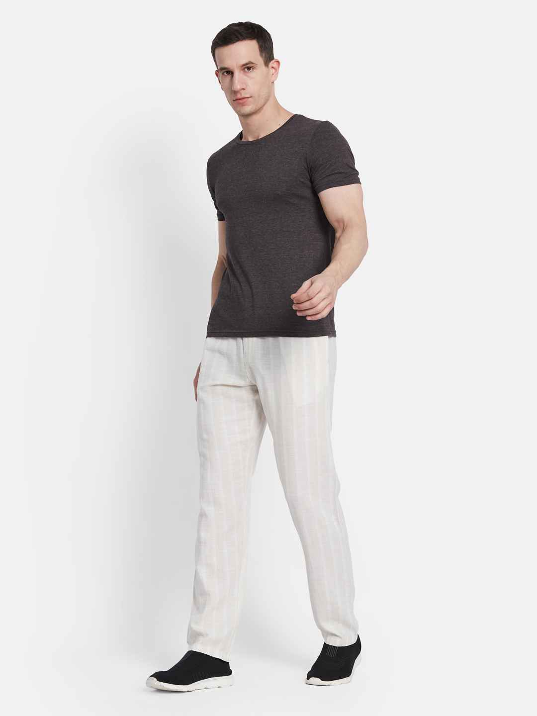Octave Men Striped Cotton Track Pants