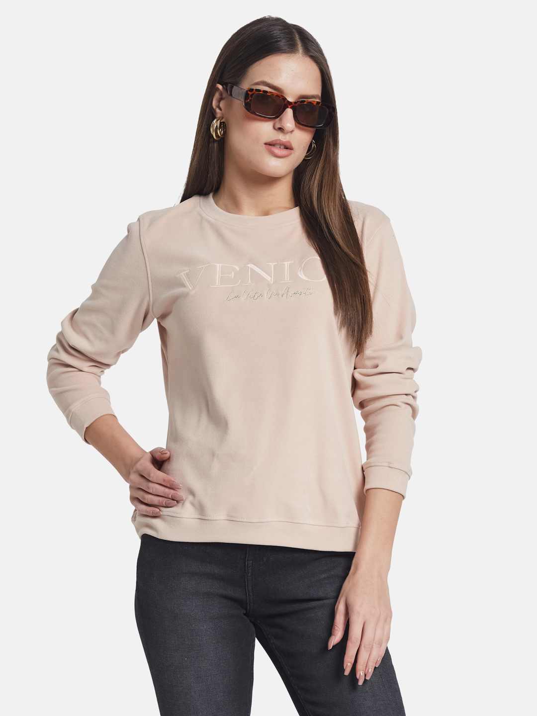 METTLE Women Typography Embroidered Sweatshirt