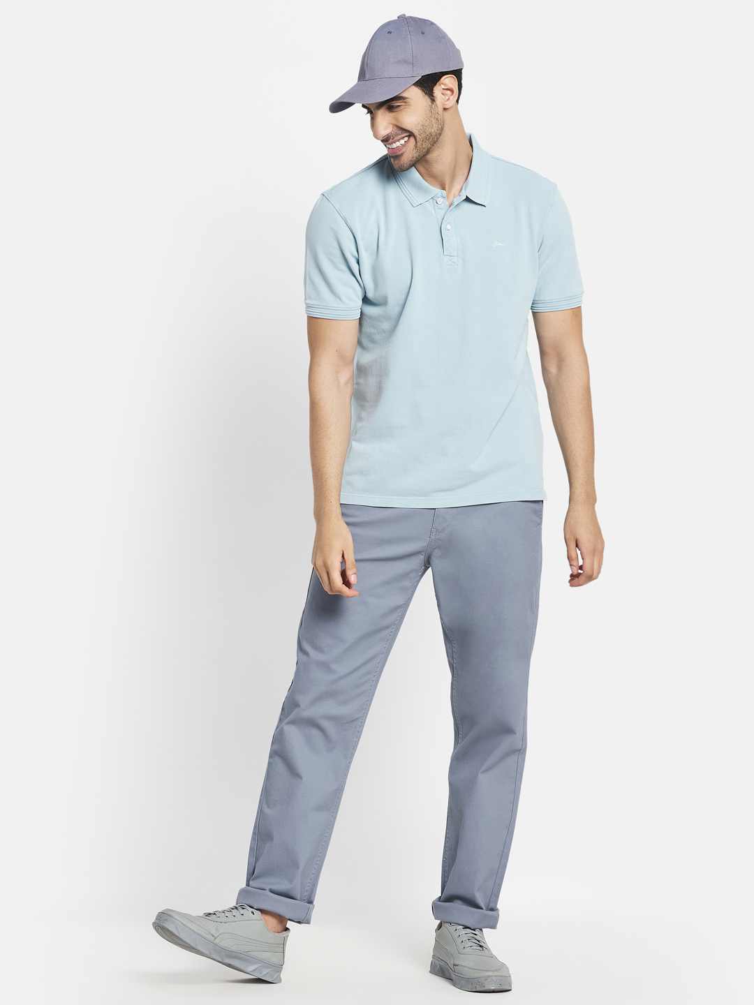 Octave Men Blue  Wan Blue Polo Collar T-Shirt