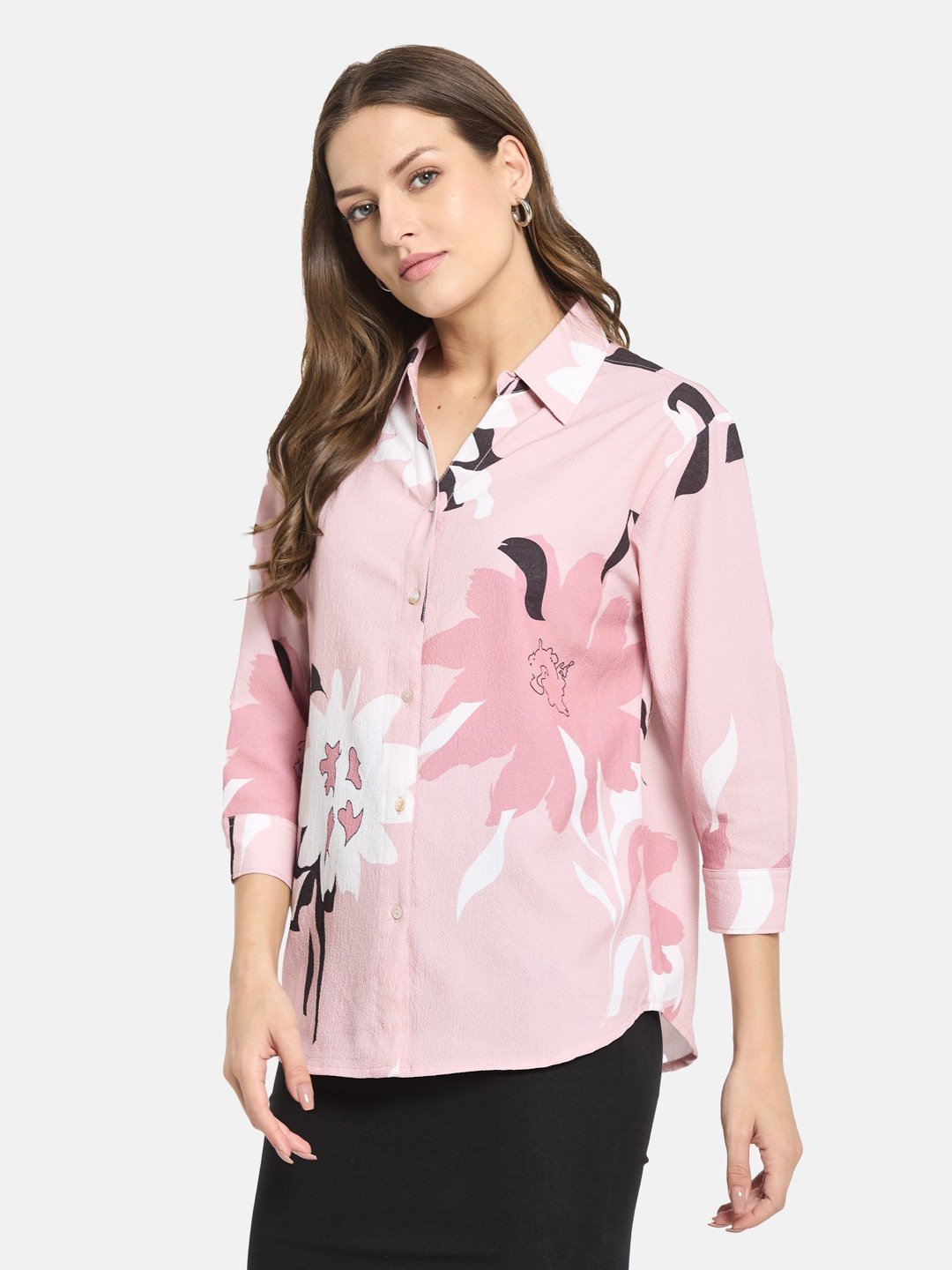 METTLE Women Floral Printed Polo Collar T-shirt