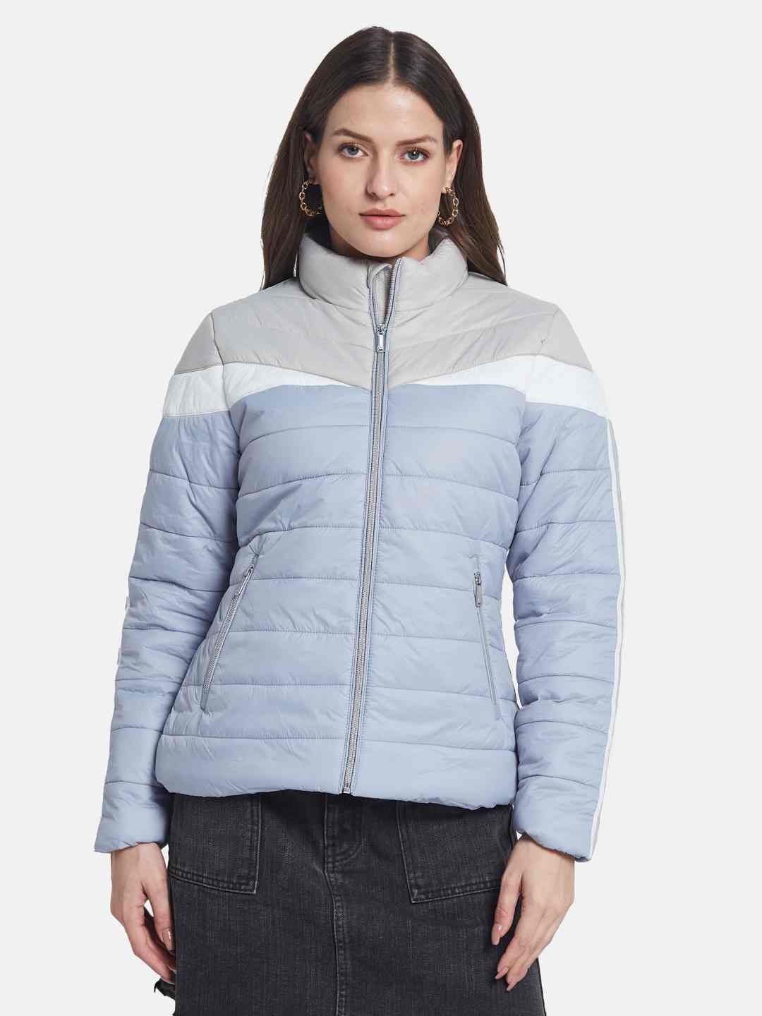 METTLE Women Colourblocked Padded Jacket