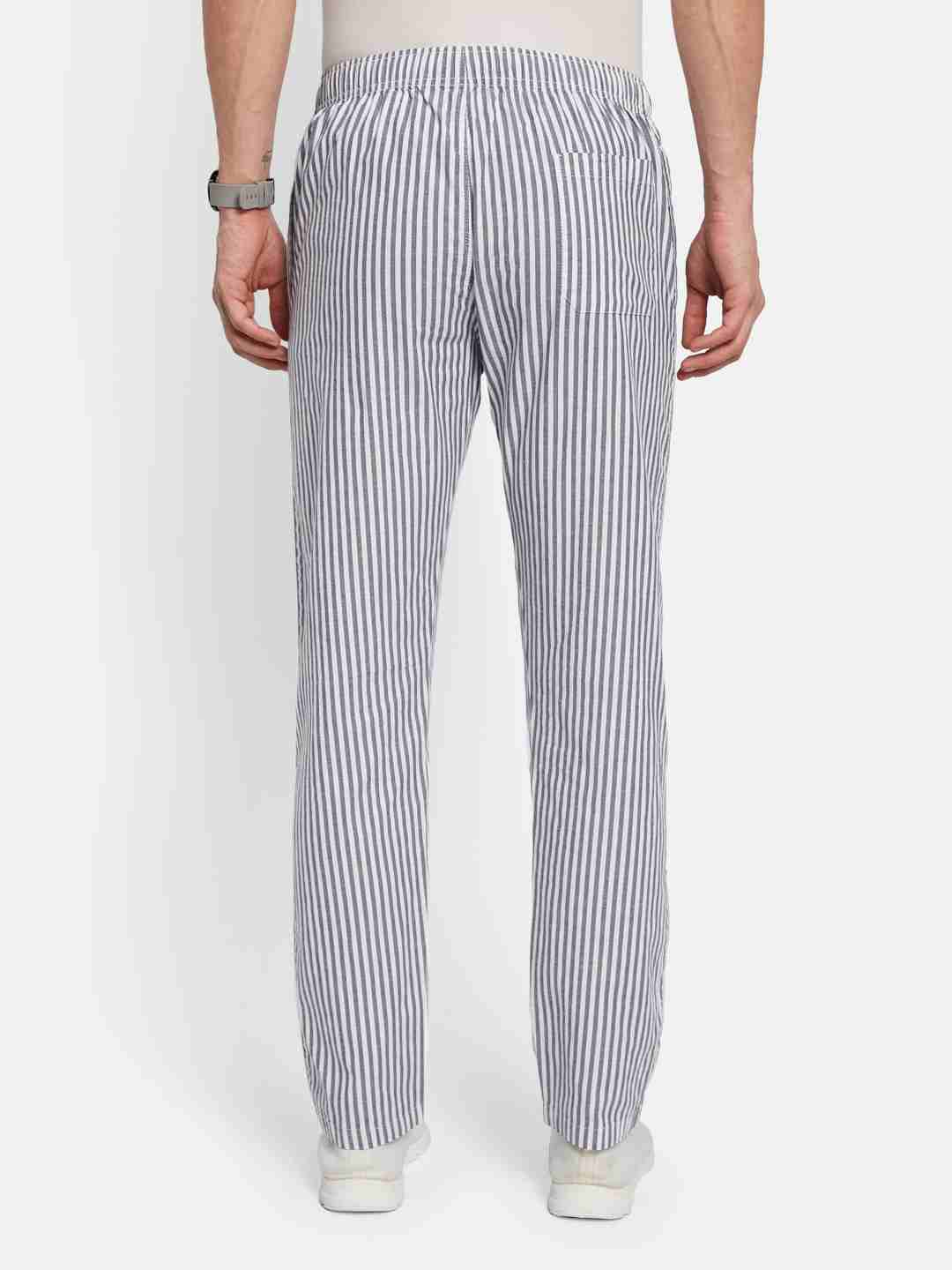 Octave Men Striped Cotton Track Pants