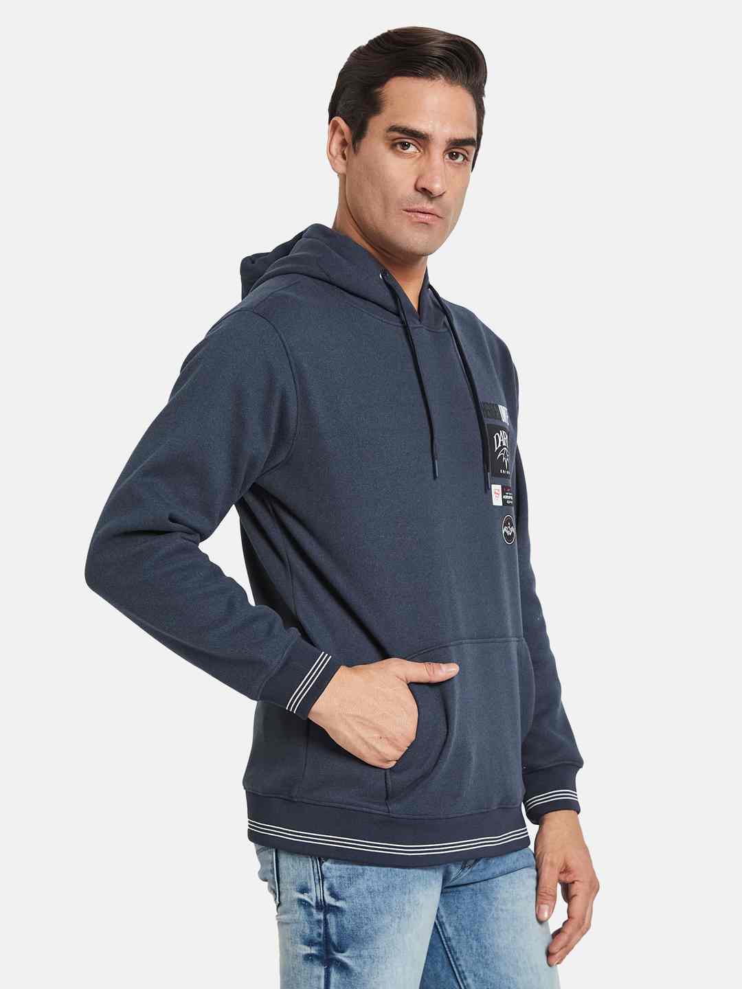 Octave Men Typography Printed Hooded Sweatshirt
