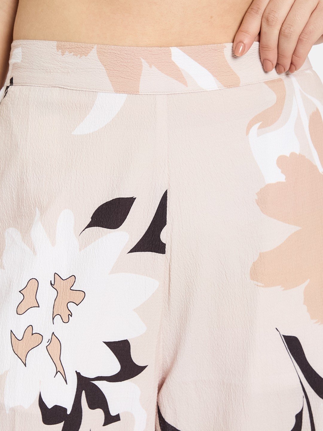 METTLE Women Printed Cotton Regular Fit Mid-Rise Regular Trousers