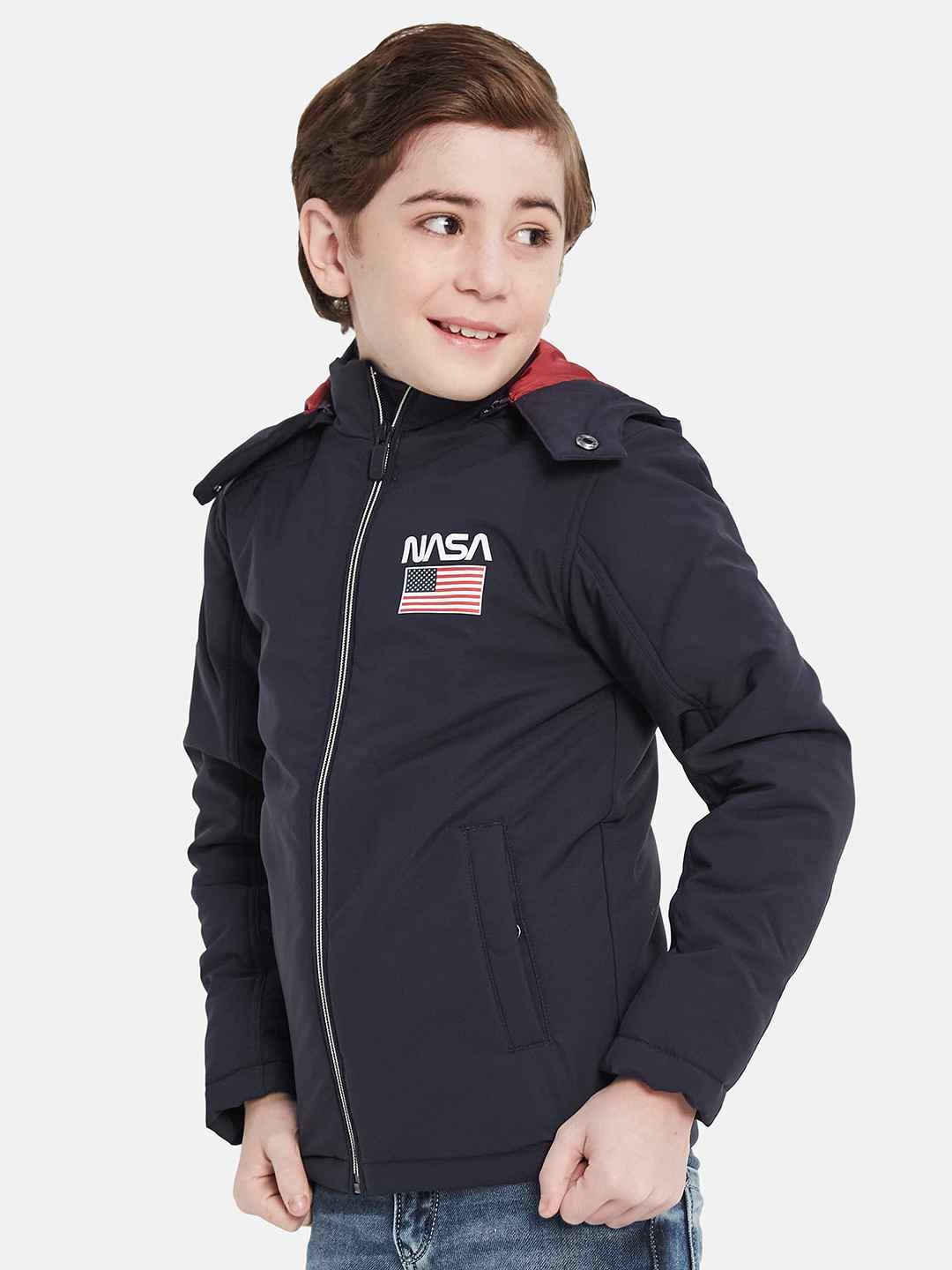Octave Boys Nasa Printed Hooded Sporty Jacket