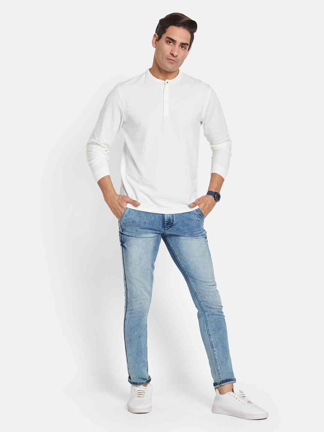 METTLE Men Mandarin Collar T-shirt