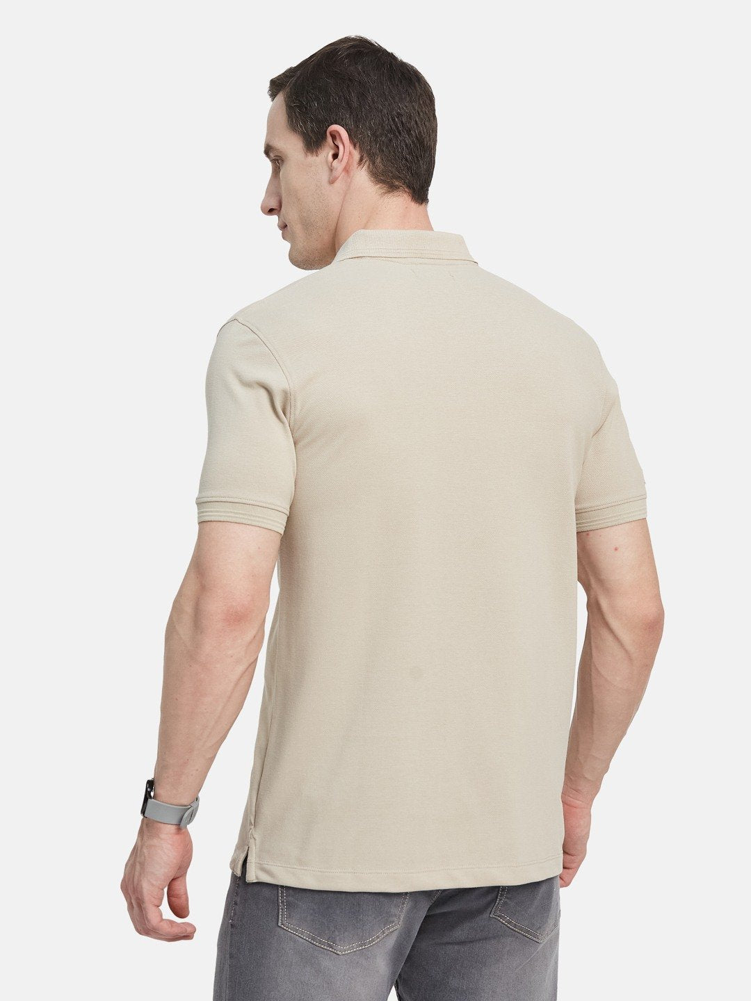 SOLID POLO NECK PIQUE MILLITARY APPLIQUED T-SHIRT