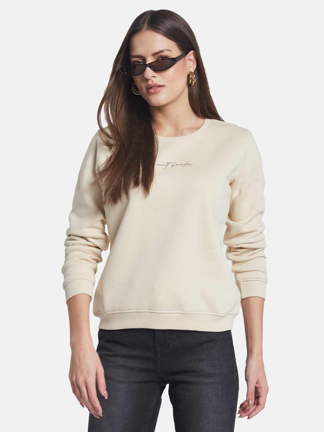 METTLE Women Round Neck Long Sleeves Sweatshirt