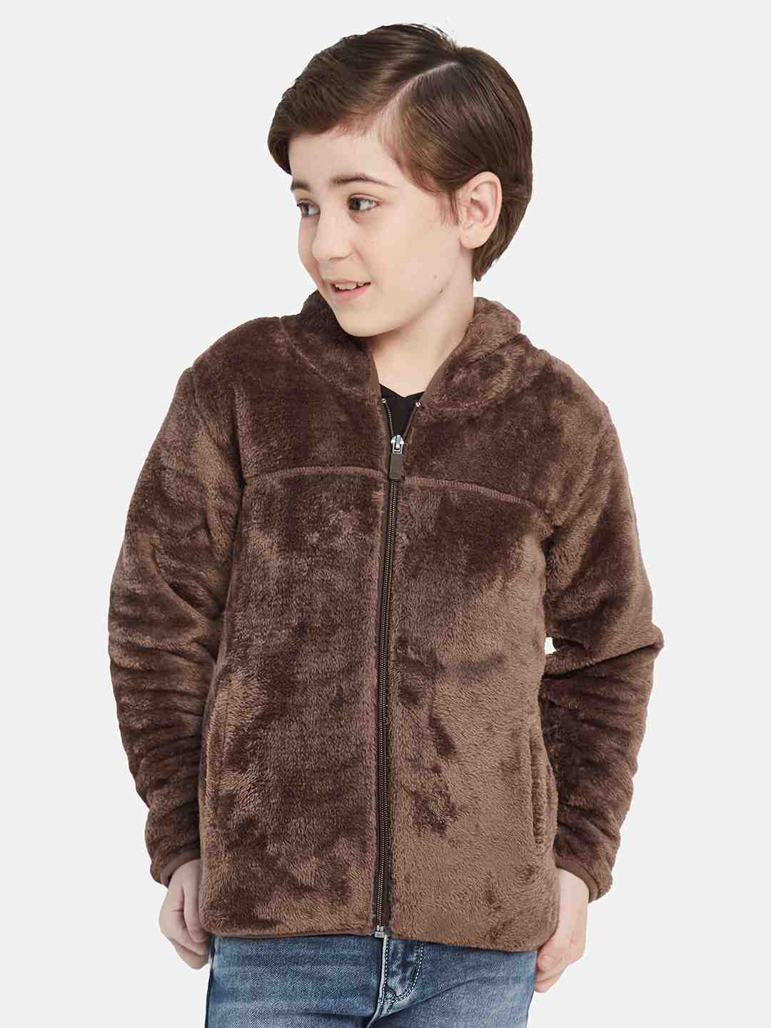 Octave Boys Self Design Hooded Fleece Sweatshirt