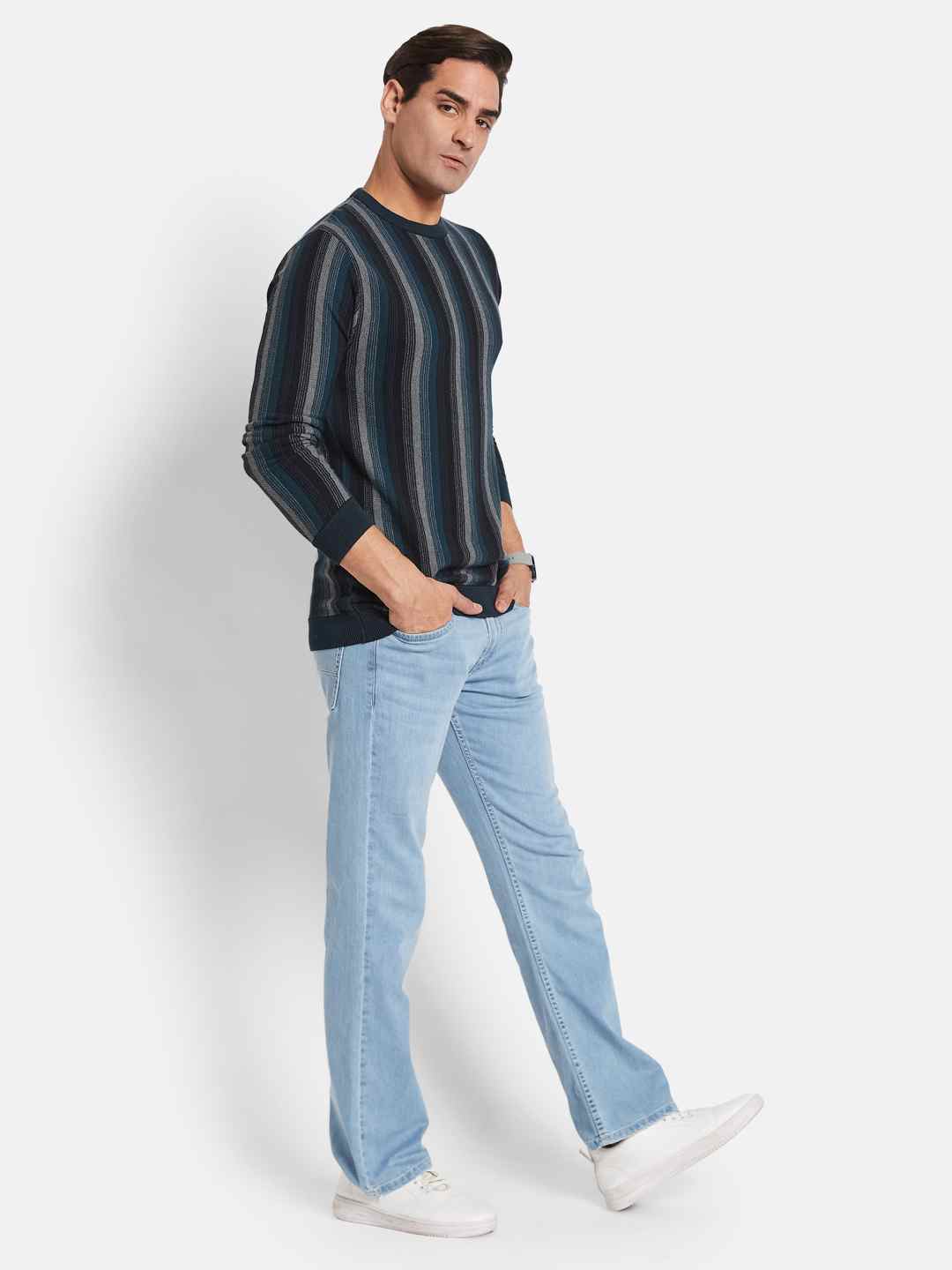 METTLE Men Striped Pullover