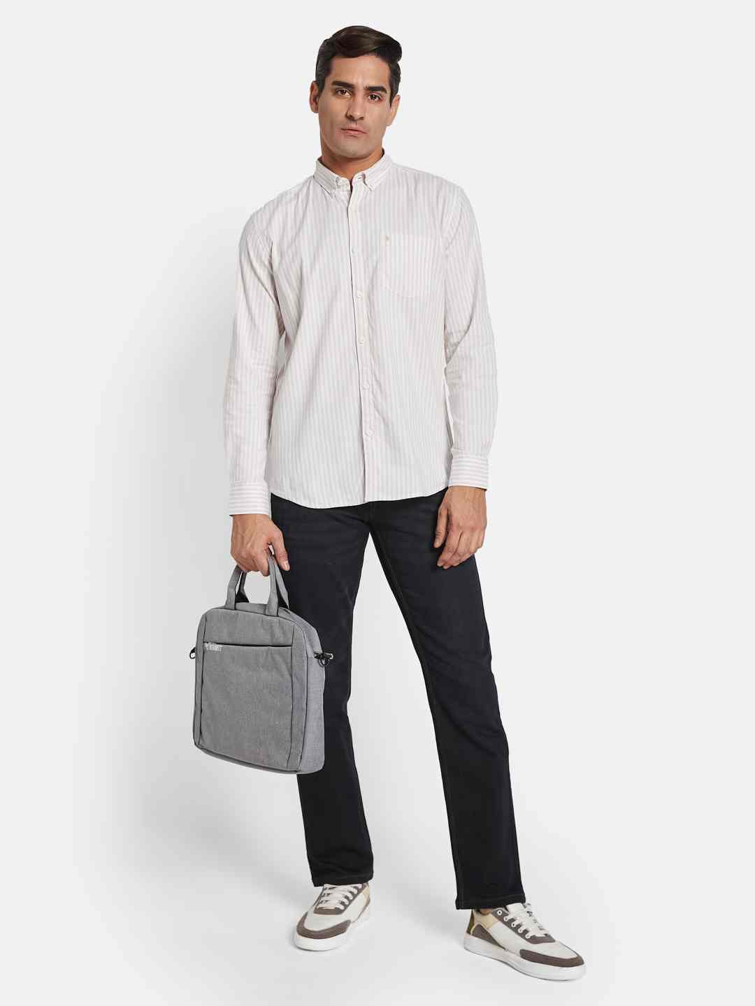 METTLE Men Multi Stripes Opaque Striped Casual Shirt
