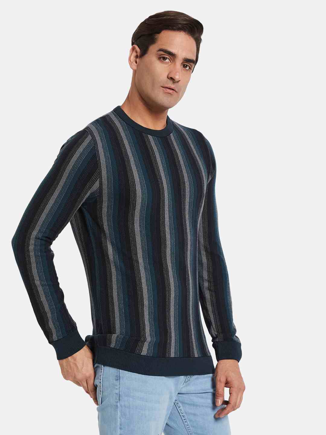 METTLE Men Striped Pullover