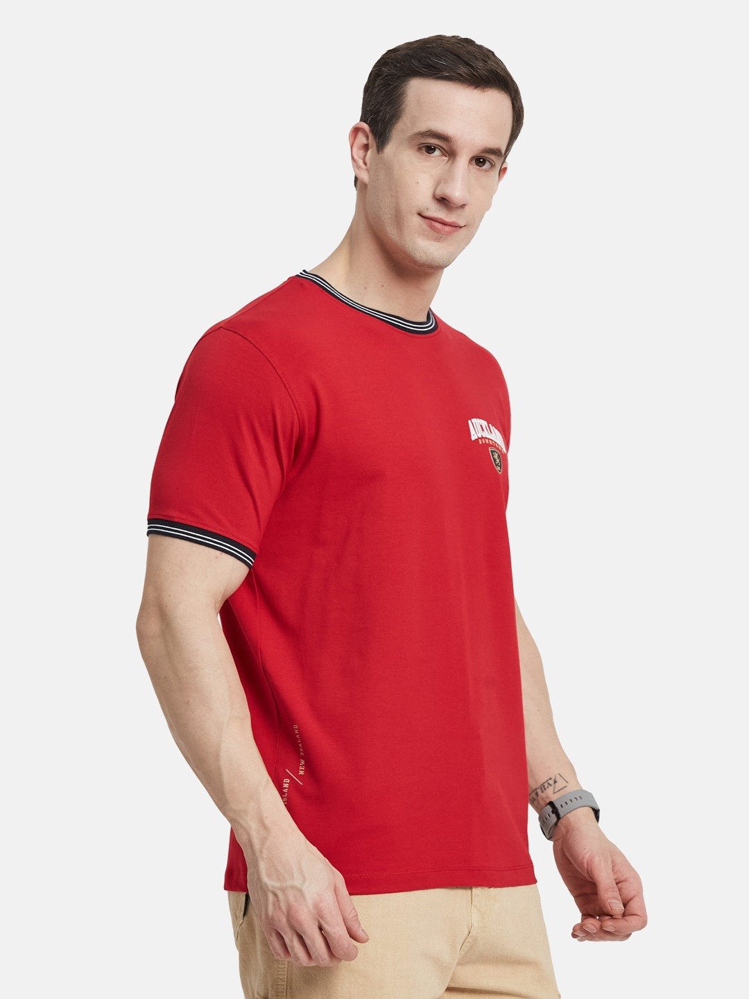 BACK PRINT ROUND NECK SINGLE JERSEY KNIT LYCRA T-SHIRT