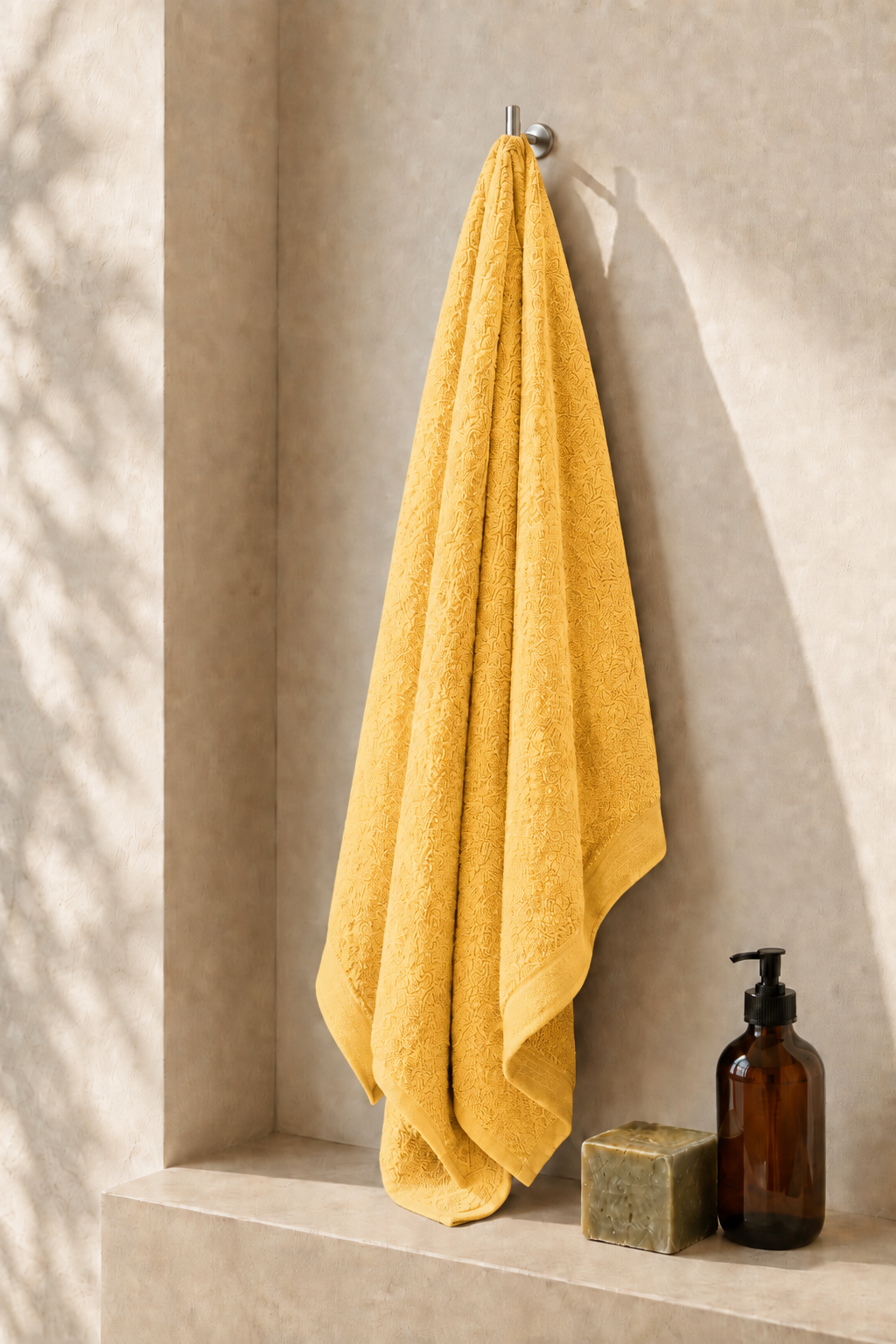 Premium Cotton Bath Towel – Yellow Colour
