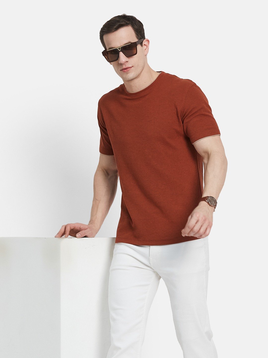 CORE ROUND NECK WAFFLE KNIT T-SHIRT
