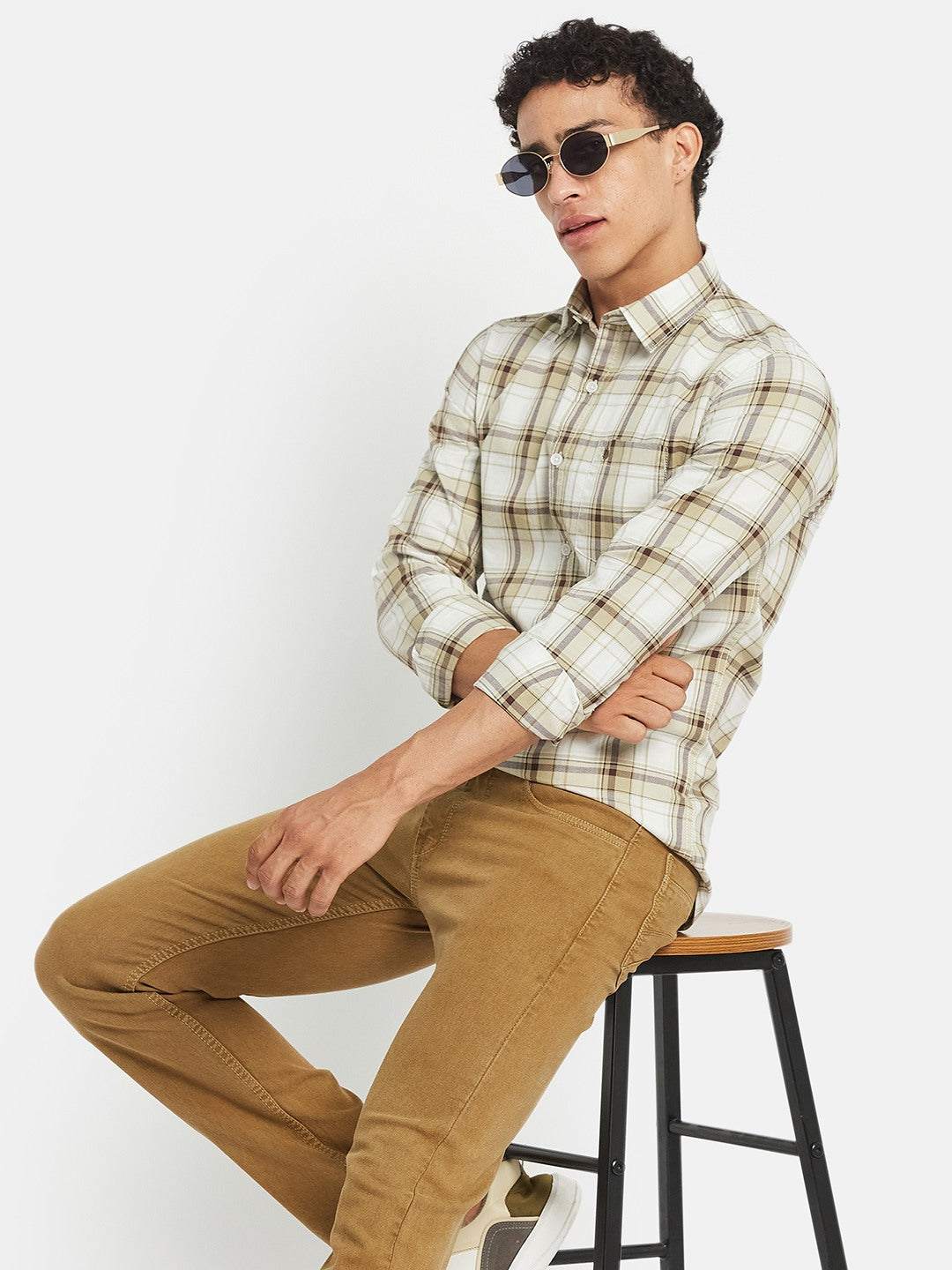METTLE SS25 Striped Cotton Spread Collar Casual Shirt