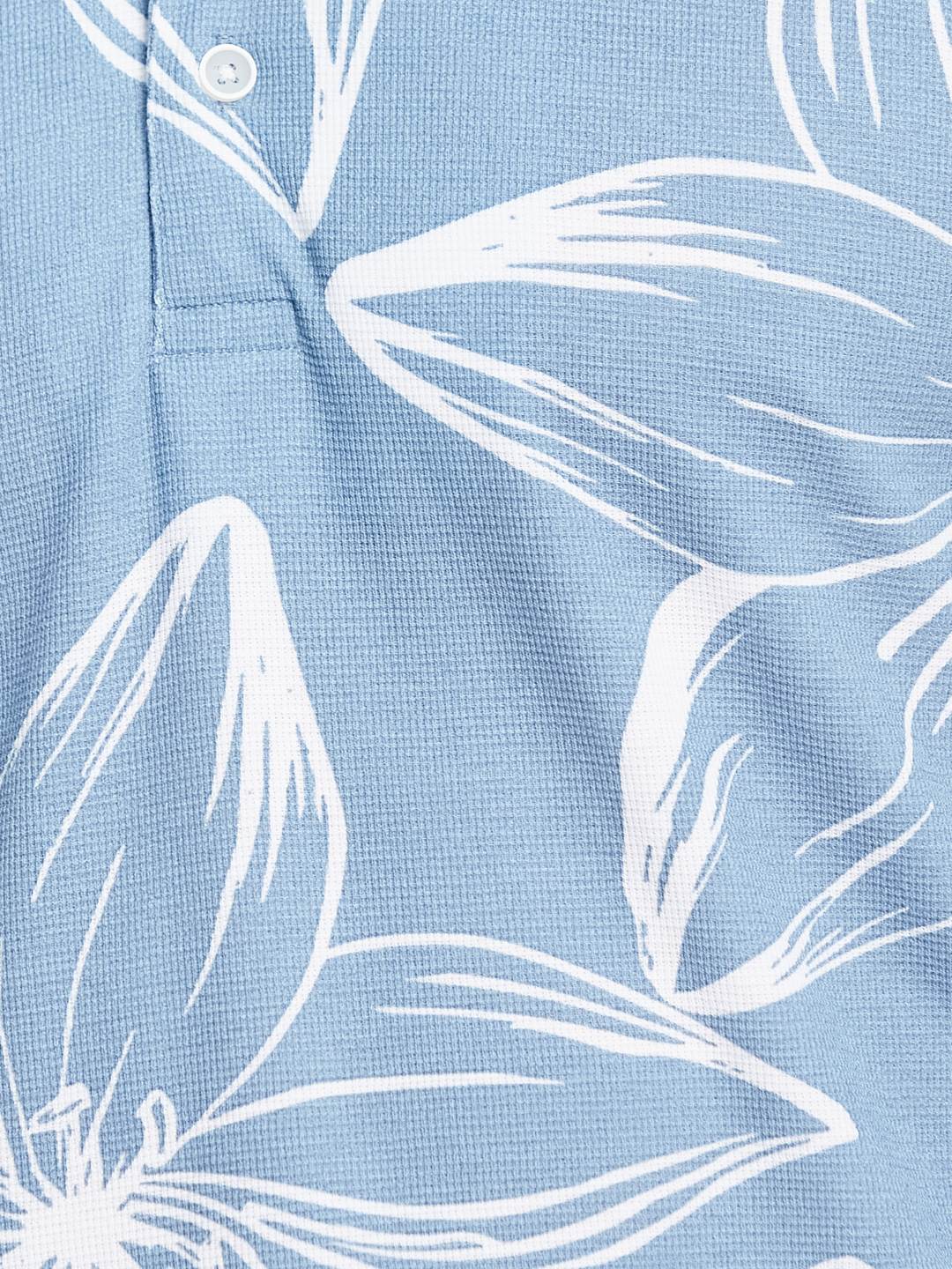 Octave Men Floral Printed Polo Collar Tropical T-shirt