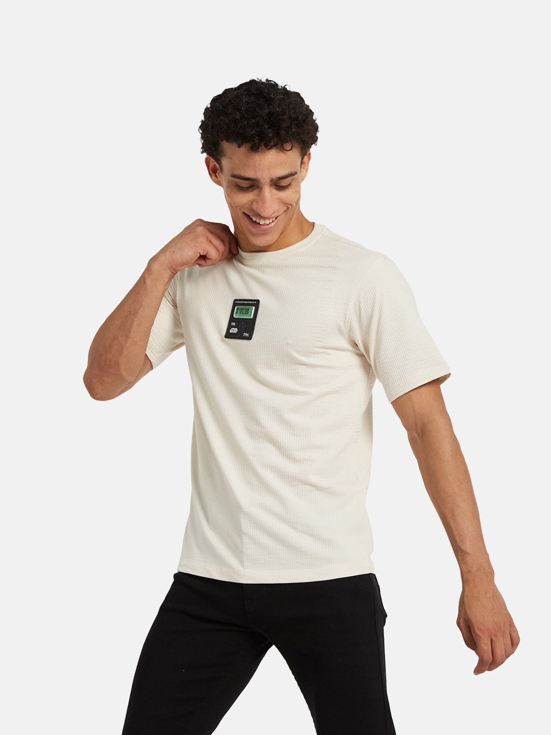 Octave Men Printed Applique Cotton Regular Fit T-shirt