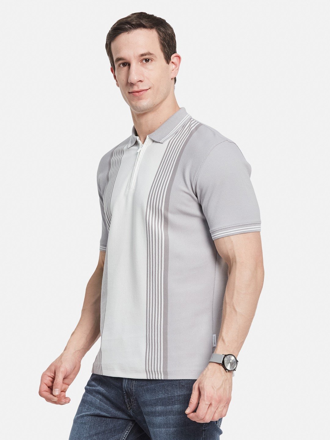 Octave Men Colourblocked Polo Collar T-shirt