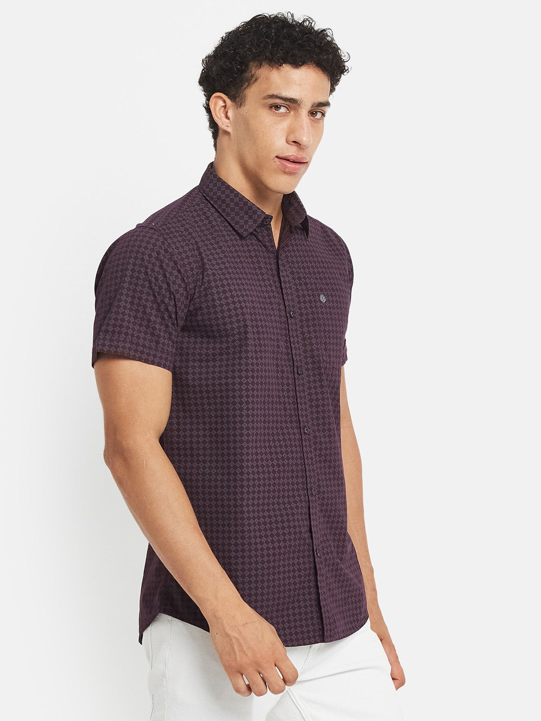 METTLE Men Geometric Printed Spread Collar Cotton Casual Shirt