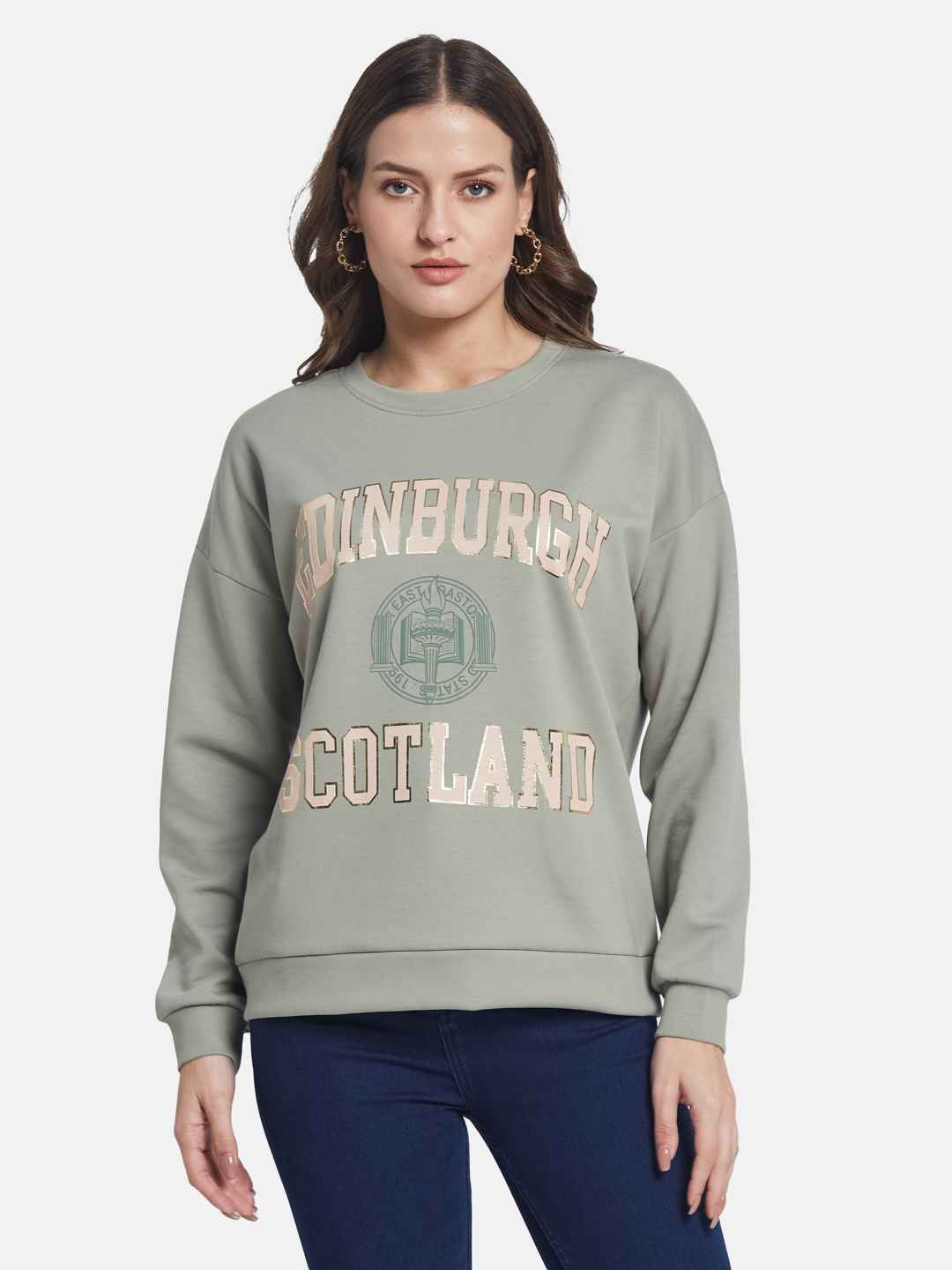 METTLE Women Typography Printed Sweatshirt