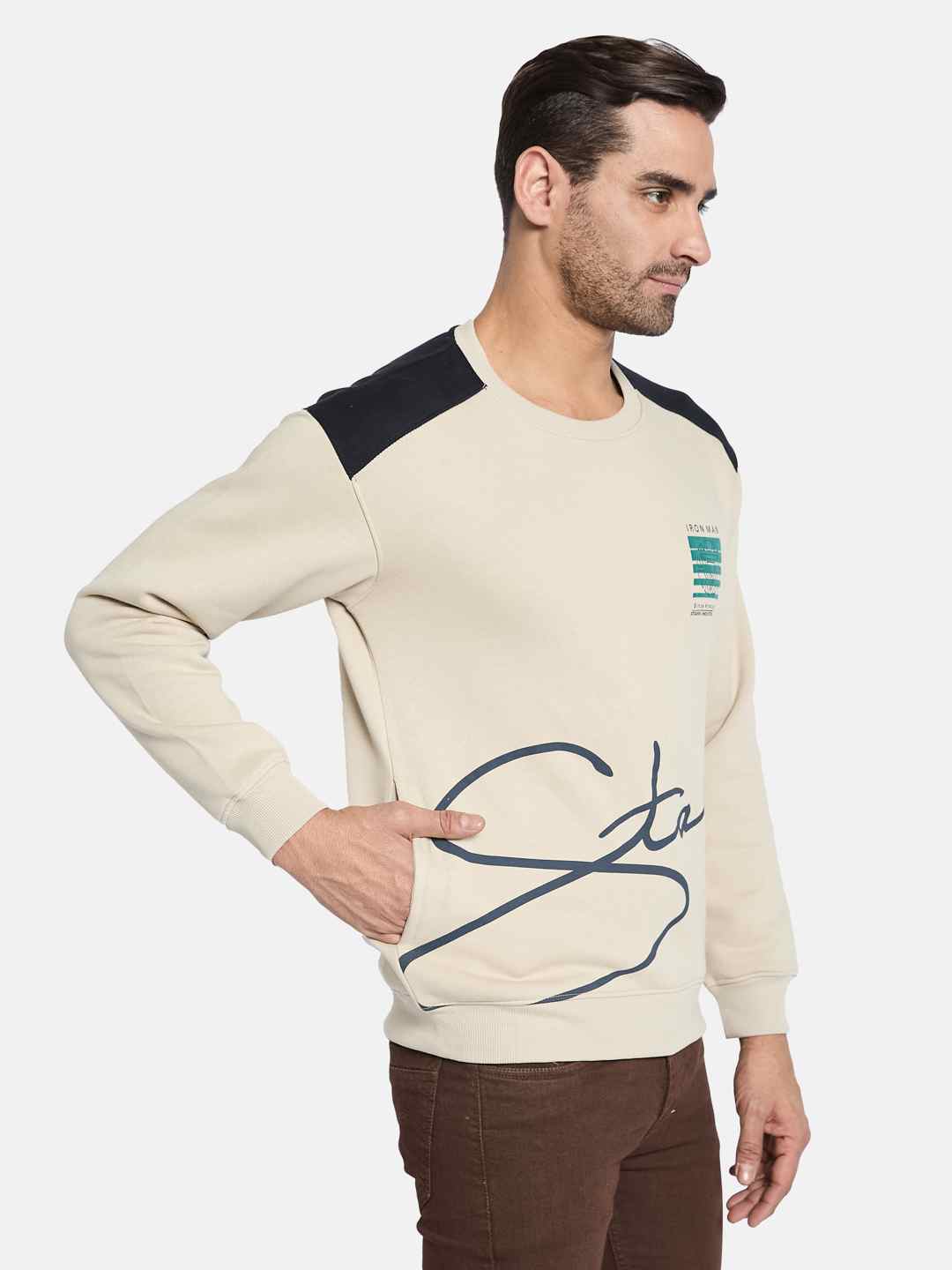 Octave Men Colourblocked Pullover Sweatshirt
