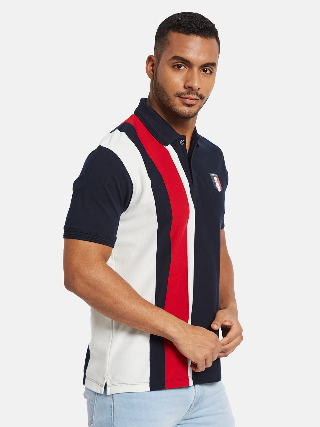Octave Men Colourblocked Polo Collar T-shirt