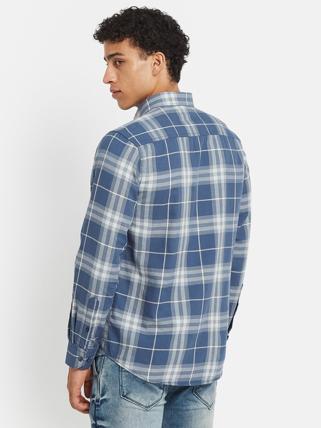 METTLE SS25 Striped Cotton Spread Collar Casual Shirt